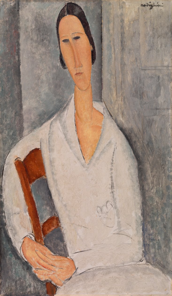 Madame Hanka Zborowska lutad på en stol av Amedeo Modigliani