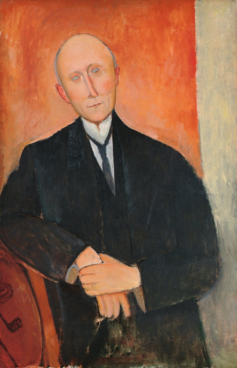 Man på orange bakgrund av Amedeo Modigliani