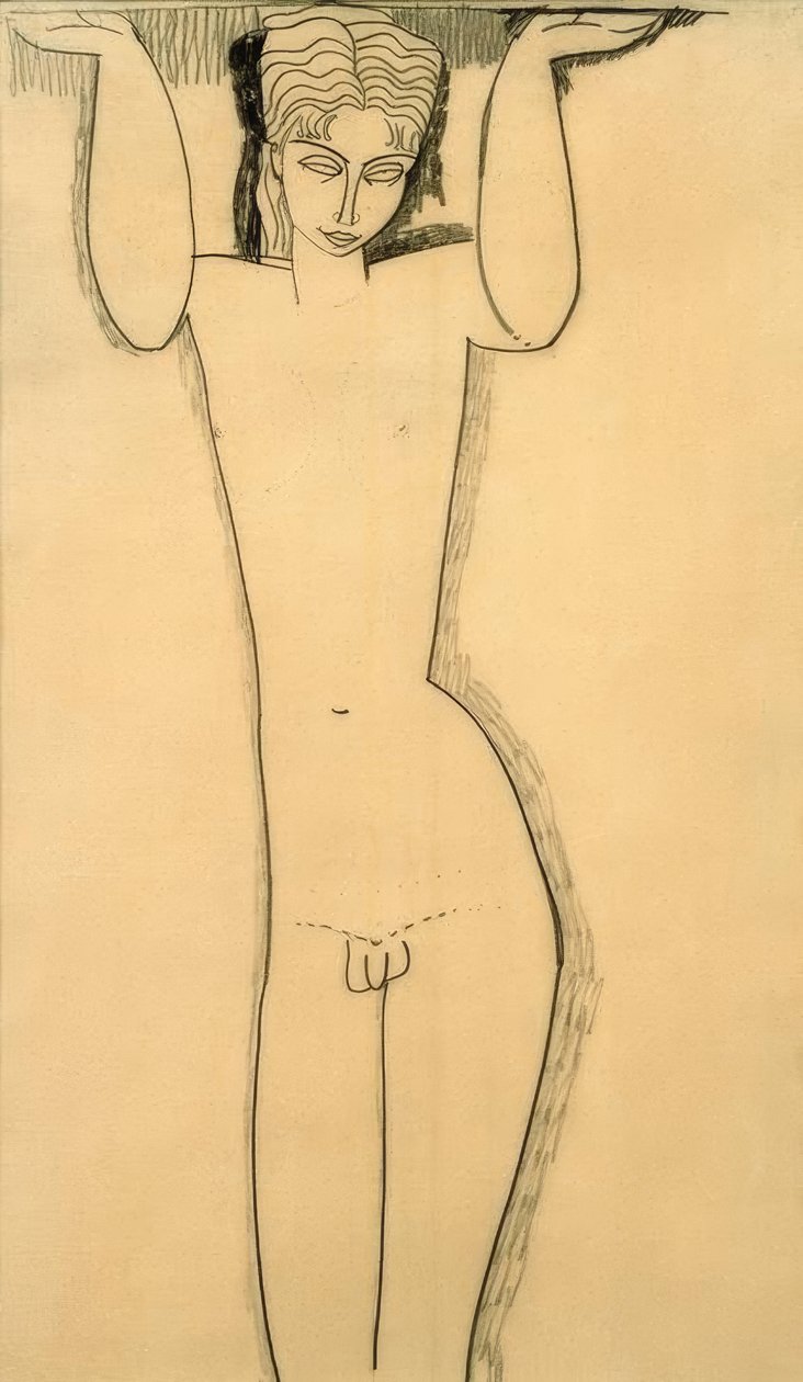 Naken ung man (Atlas) av Amedeo Modigliani