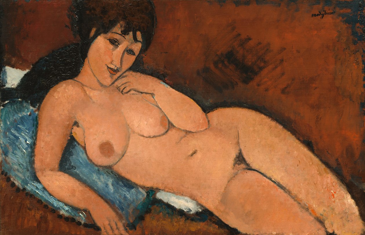 Naken på en blå kudde av Amedeo Modigliani