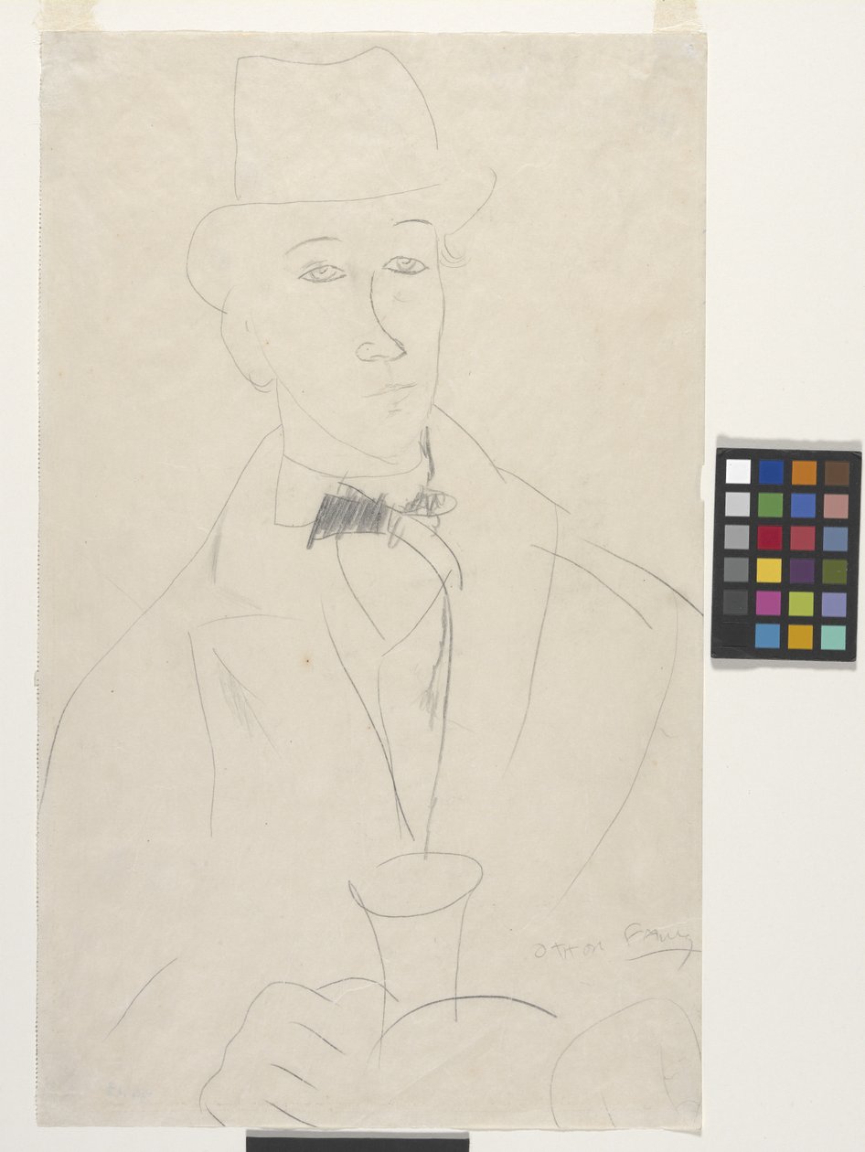Porträtt av konstnären, Othon Friesz (penna på vitt papper) av Amedeo Modigliani