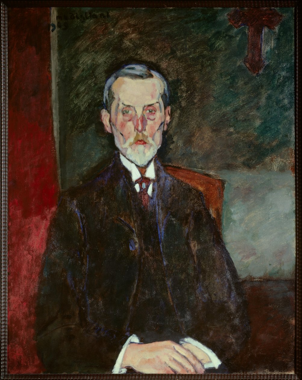 Porträtt av Jean Baptiste Alexandre vid krucifixet målning av Amedeo Modigliani (1884-1920) av Amedeo Modigliani