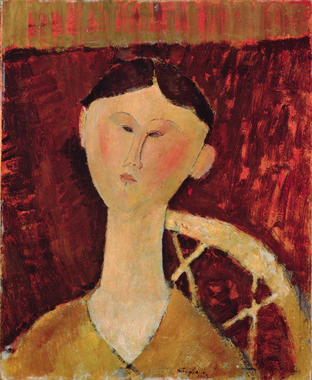 Porträtt av Mrs Hastings, 1915 (olja på kartong) av Amedeo Modigliani