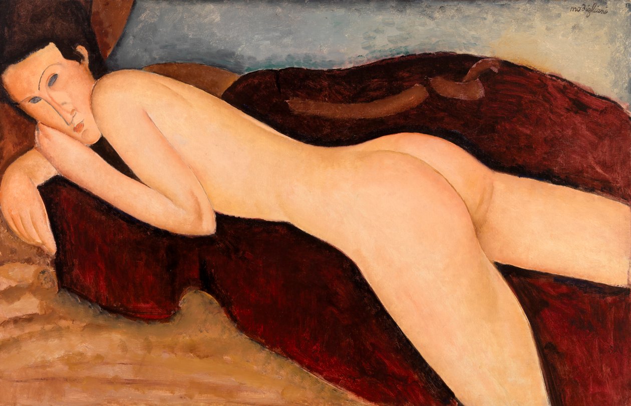 Liggande naken från ryggen (Nu couché de dos) av Amedeo Modigliani