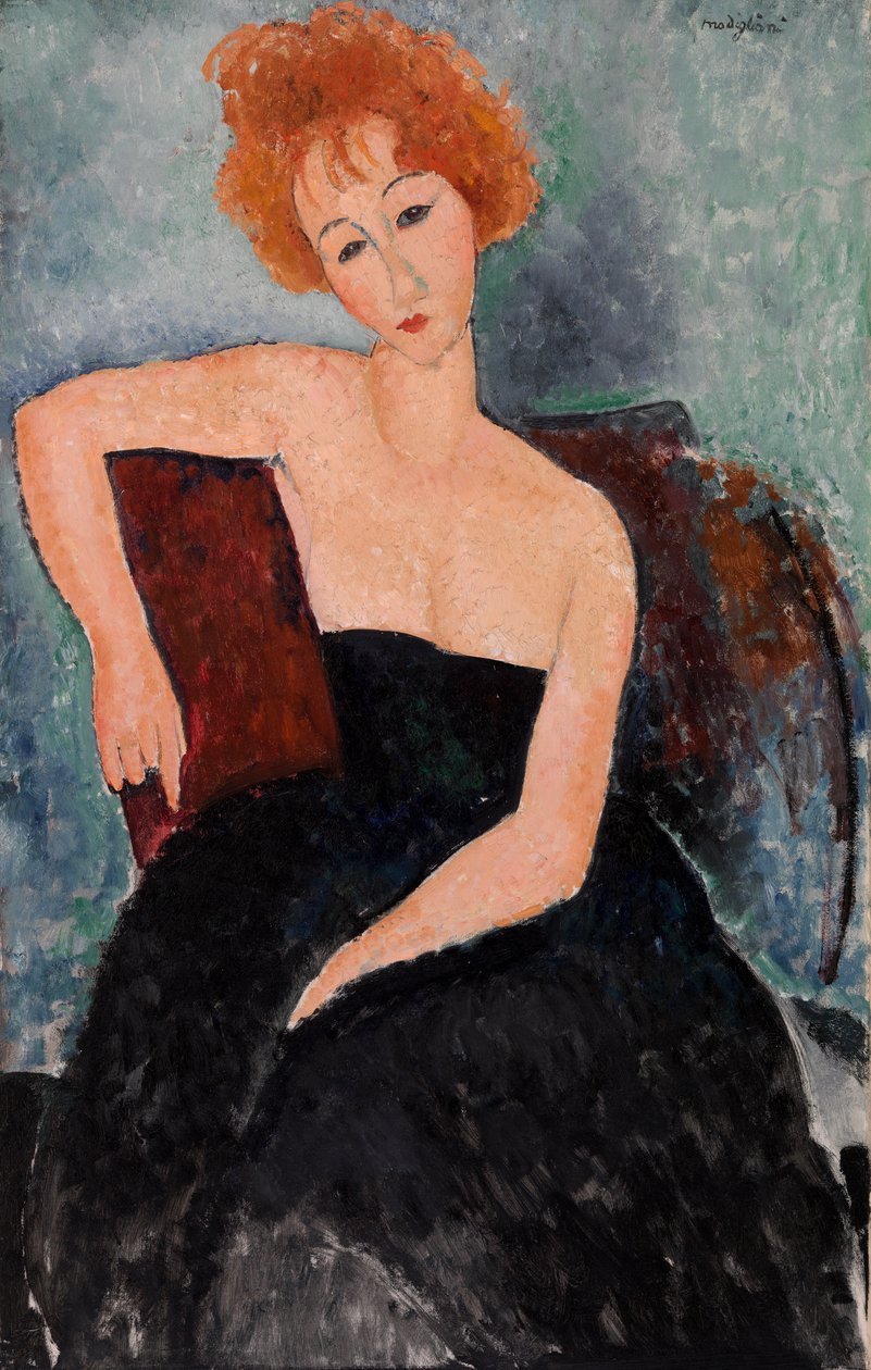 Rödhårig flicka i aftonklänning av Amedeo Modigliani