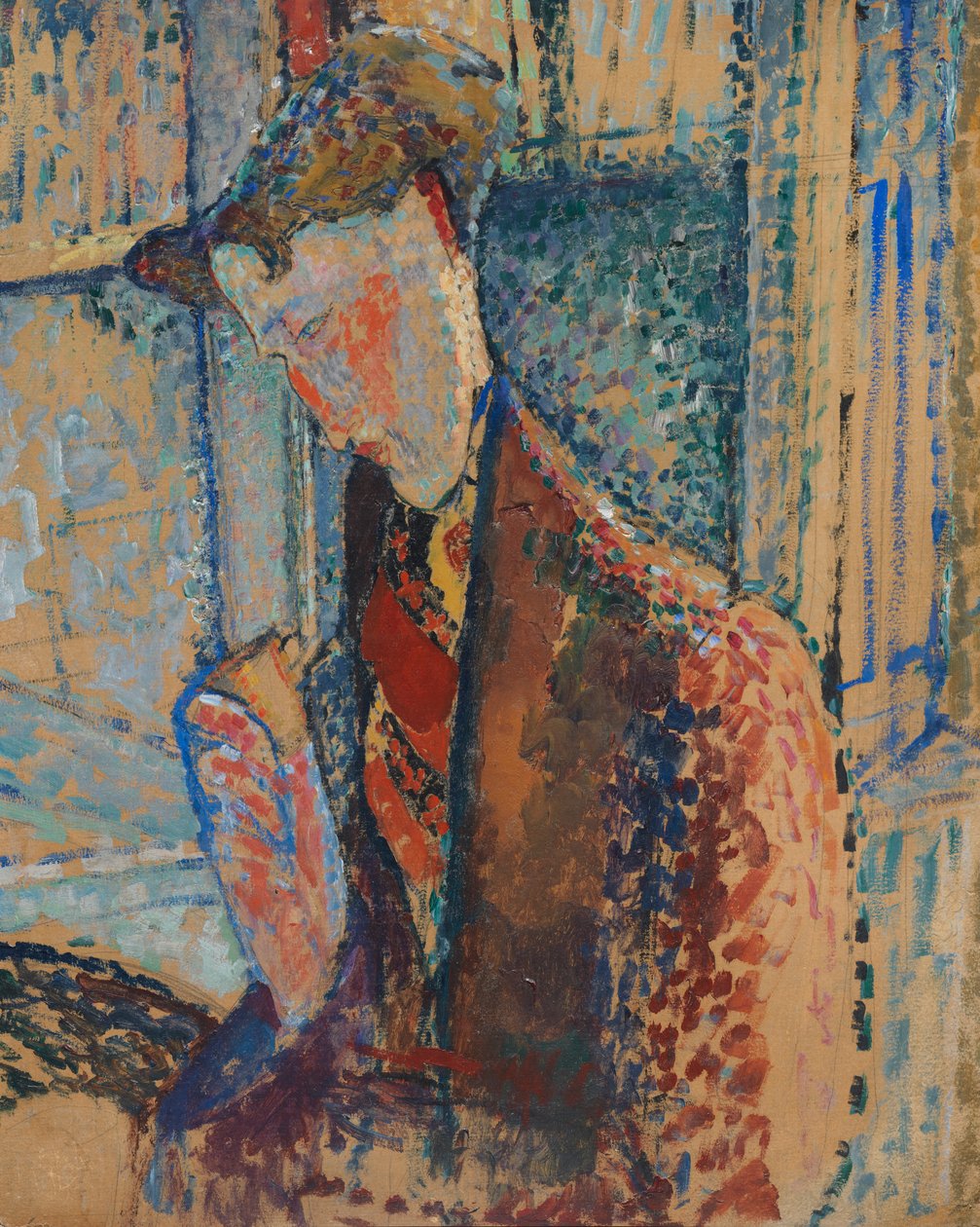 Reverie (Study for the Portrait of Frank Burty Haviland), 1914 (olja och grafit på kartong) av Amedeo Modigliani