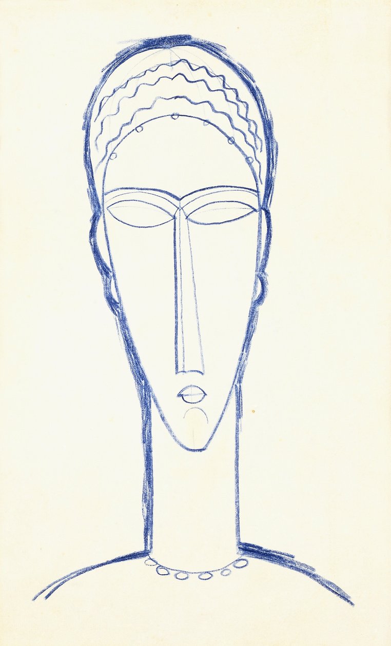 Studie för ett huvud för en skulptur, c.1911 av Amedeo Modigliani