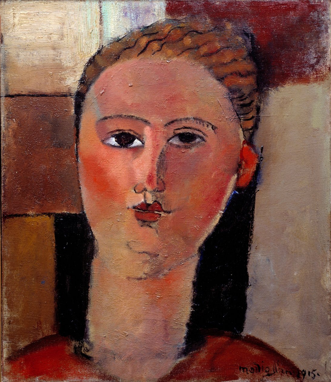The Redhead Girl Painting av Amedeo Modigliani (1884-1920) 1915 Sön. 0,40 x 0,36 m Paris, Musee de l