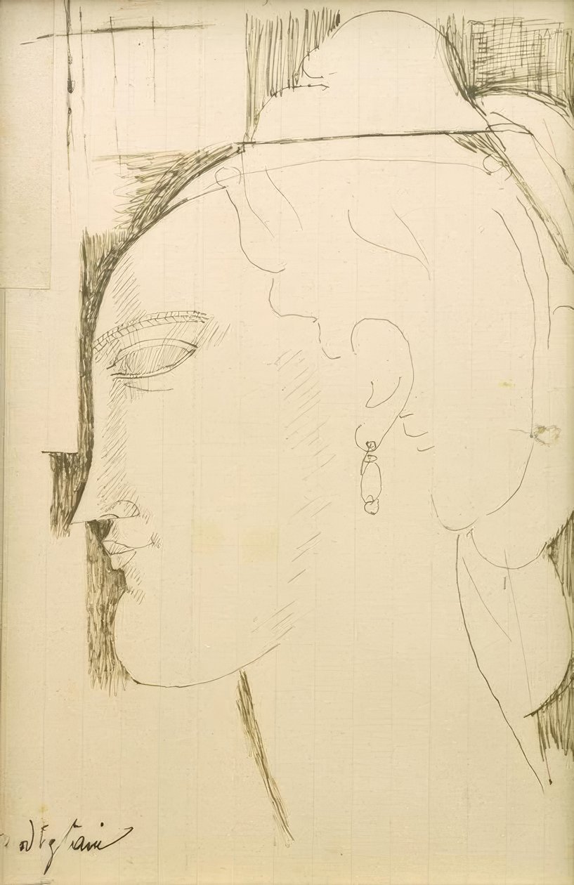 Huvudet av en kvinna av Amedeo Modigliani