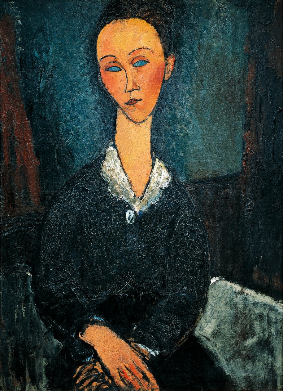 Kvinna i vit krage, porträtt av Lunia Czechowska av Amedeo Modigliani