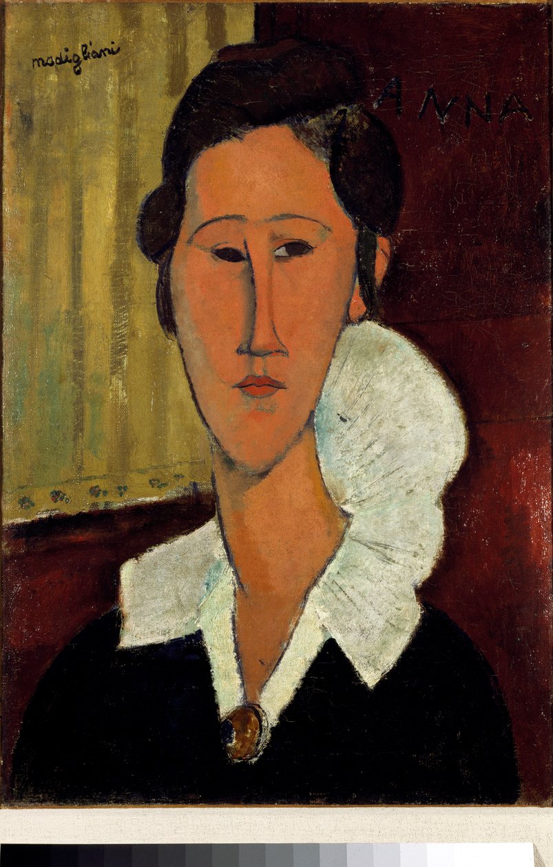 Kvinna med krage eller porträtt av Anna Zborowska av Amedeo Modigliani
