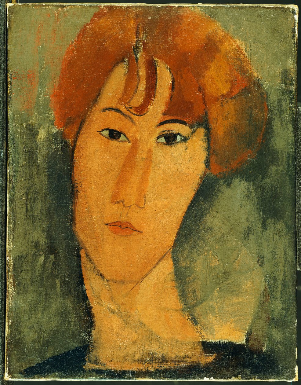 Ung kvinna med rött hår som bär en krage av Amedeo Modigliani