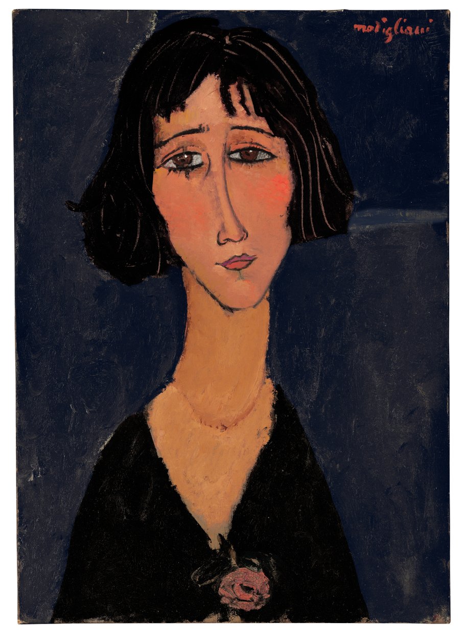 Ung kvinna med ros av Amedeo Modigliani