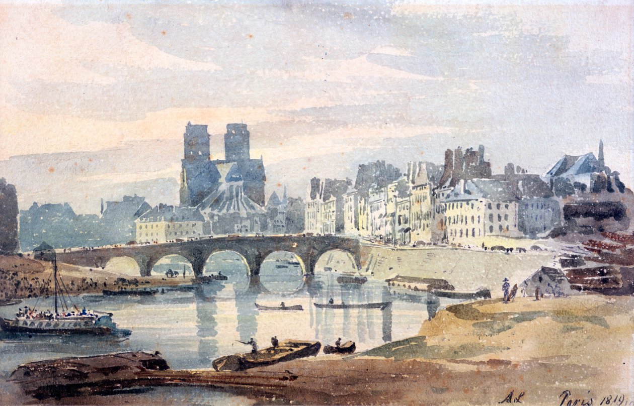 Notre-Dame de Paris från Ile Saint-Louis, 1819 av Amelia Long