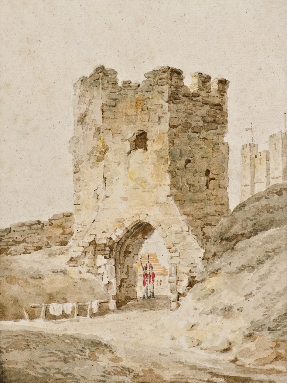Två soldater i tjänst vid Dover Castle, ca 1805 (akvarell) av Amelia Long