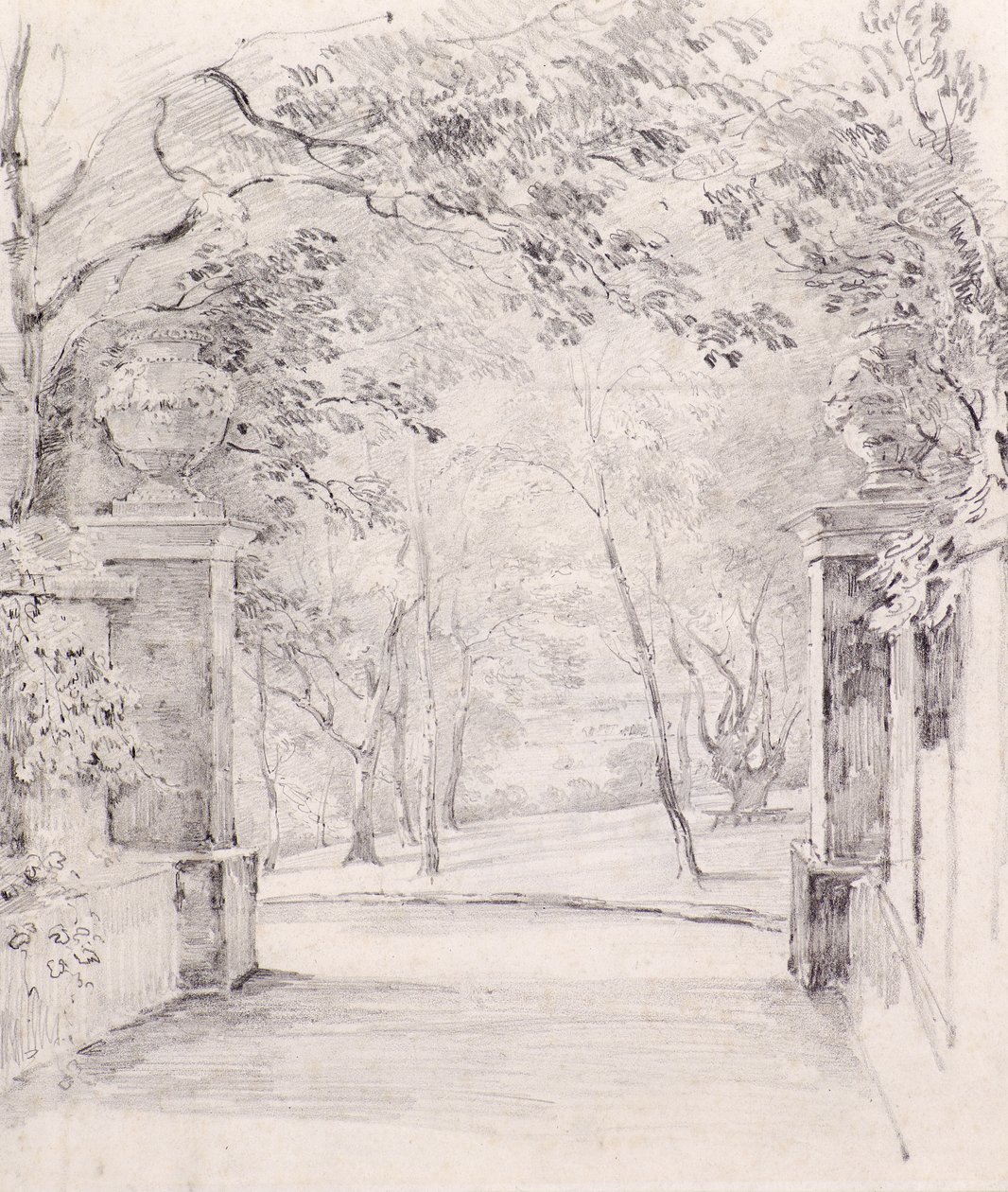 Utsikt från ingången till Bromley, ca 1810 (penna) av Amelia Long