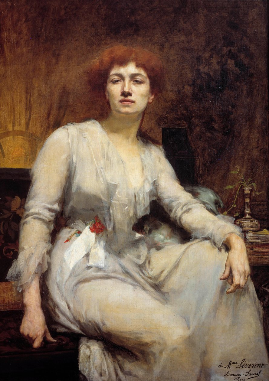 Porträtt av Severine (Caroline Remy fru Guebhard) (1856-1929), socialistisk journalist Målning av Amelie Beaury Saurel (? -1924) 1893 Sön. 1,2x0,87 m. Paris, Musée Carnavalet av Amelie Beaury Saurel