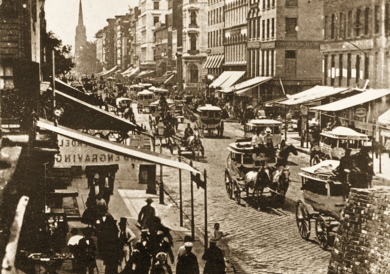 Broadway på Duane Street, New York City, 1870 av American Photographer