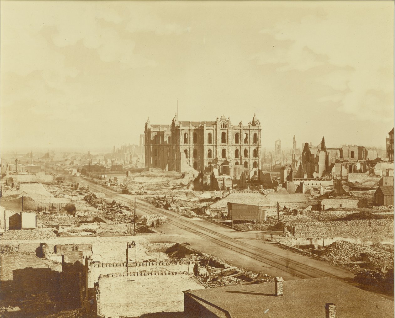 Chicago efter branden 1871 (albumintryck) av American Photographer
