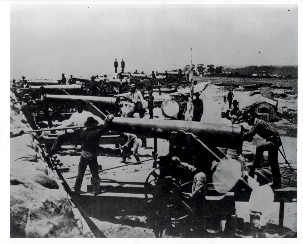 Konfedererade vattenbatteri vid Warrington-ingången till Pensacola Bay, Florida, februari 1861 av American Photographer