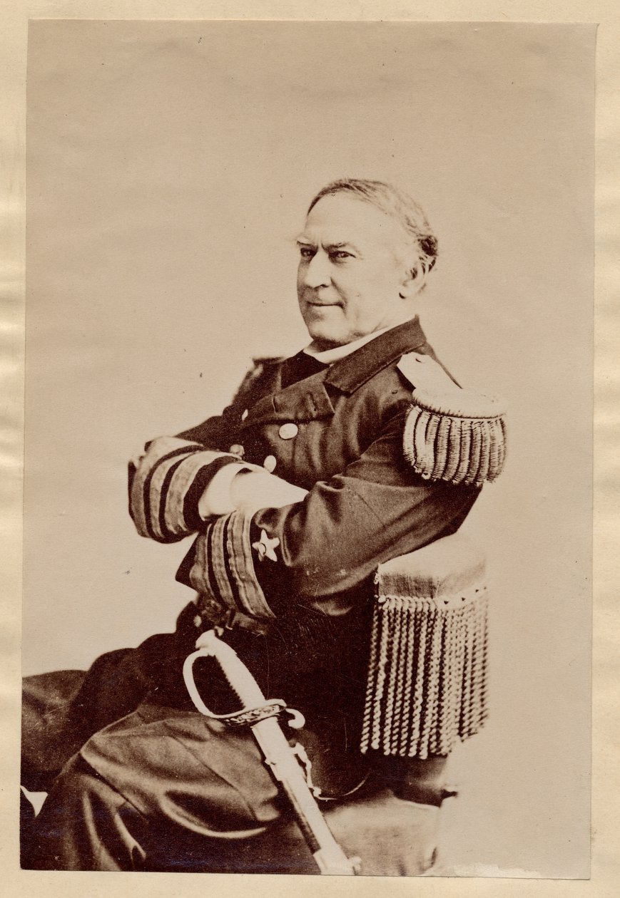 David Glasgow Farragut (1801-70), amerikansk sjöofficer, flaggofficer under inbördeskriget, senare amiral (albumfoto) av American Photographer