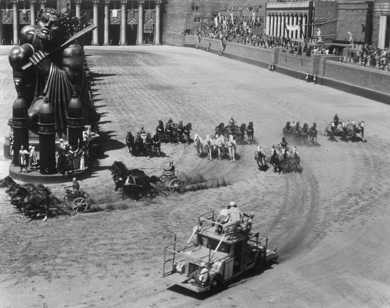 Filmning av stridsvagnsloppet från "Ben-Hur", 1925 av American Photographer