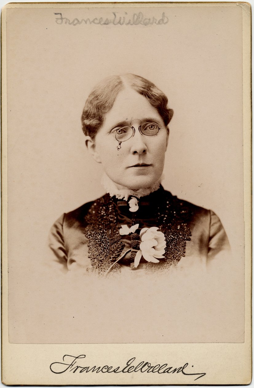 Frances Elizabeth Caroline Willard (1839-98), amerikansk rösträtt för kvinnor, nykterhetsförkämpe och utbildare (albumfoto) av American Photographer