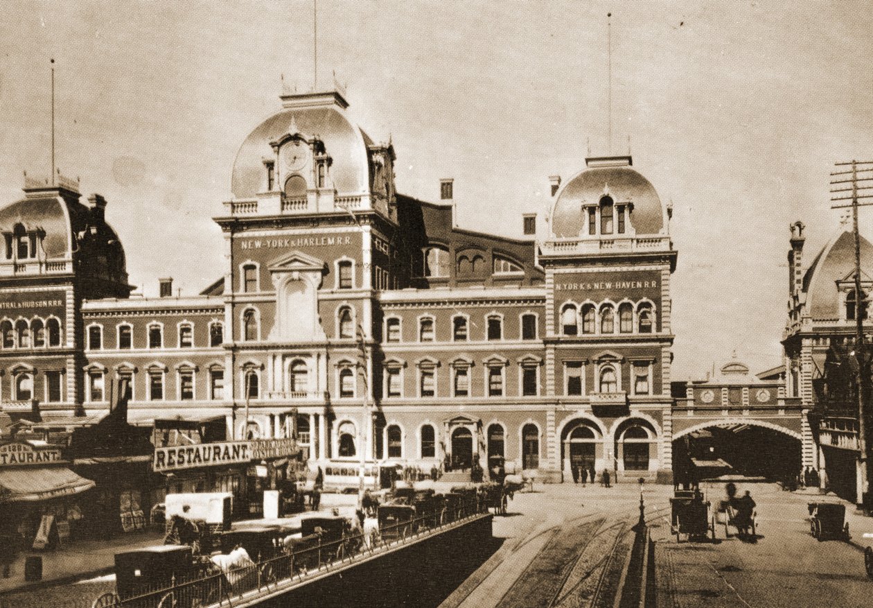 Grand Central Station på 42nd St. vid Park Ave., New York City, 1887 av American Photographer