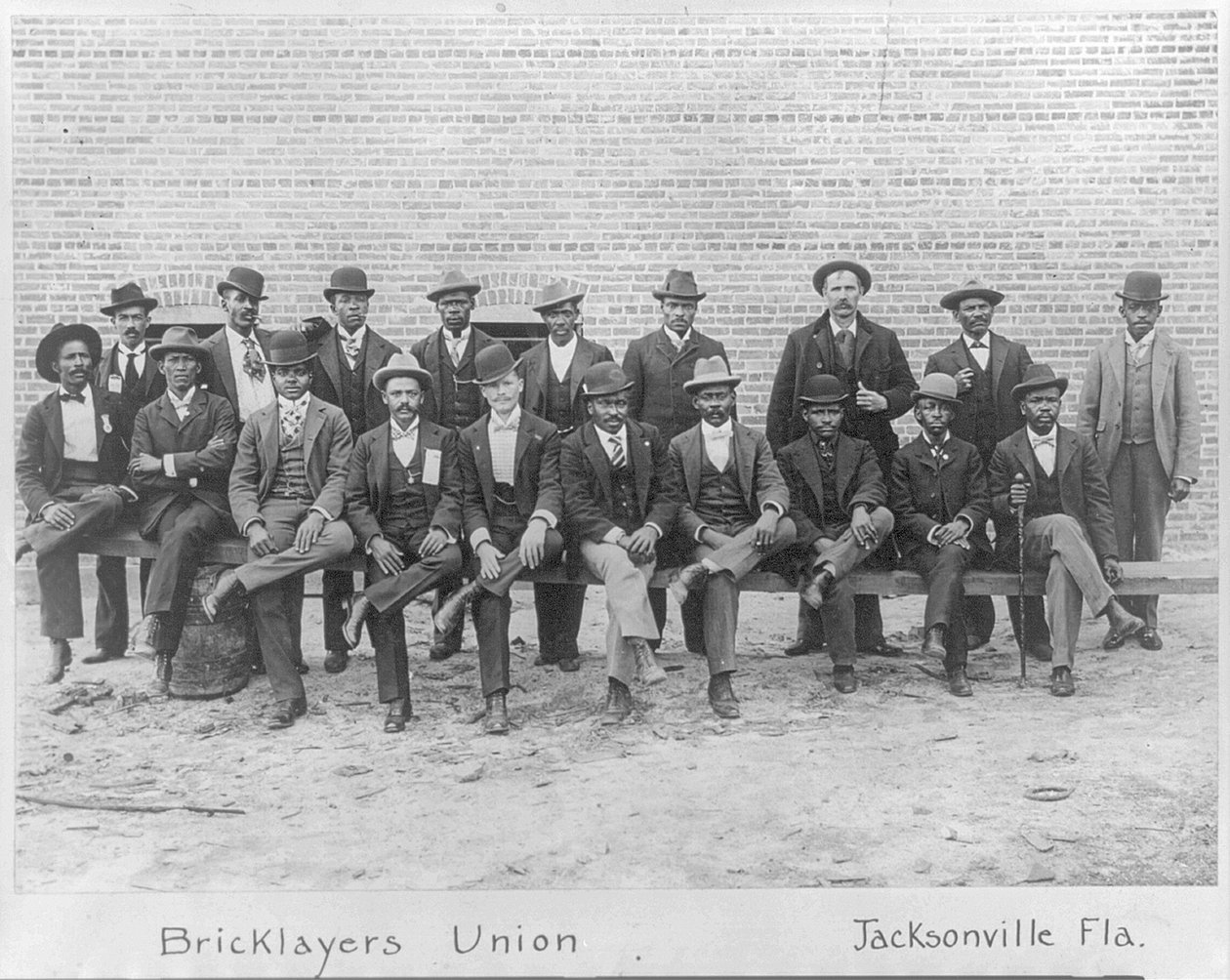 Gruppporträtt av African American Bricklayers Union, Jacksonville, Florida, c.1899 av American Photographer