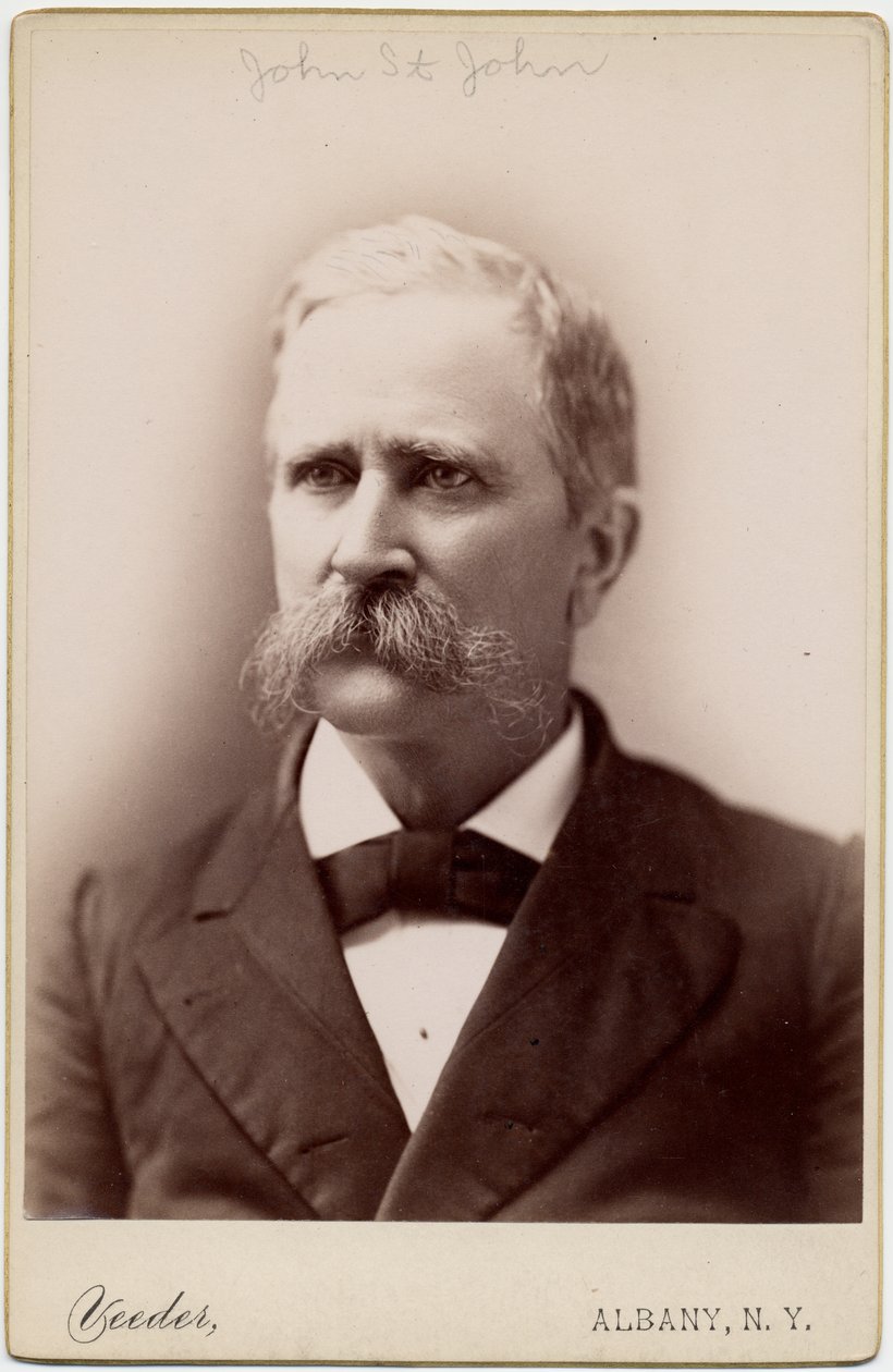 John Pierce St John (1833-1916), amerikansk politiker, 8:e guvernör i Kansas; foto av Aaron Veeder, Albany, NY (albumfoto) av American Photographer