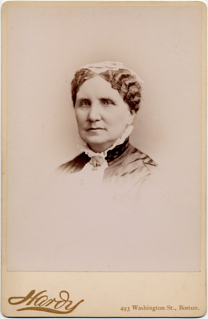 Mary Ashton Rice Livermore (1820-1905), reformator, författare, tjänstgjorde i sanitetskommissionen under inbördeskriget, förespråkare för kvinnors rättigheter; foto av A N Hardy, Boston (albumfoto) av American Photographer