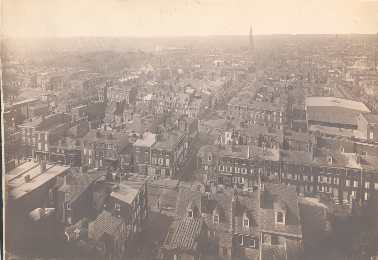 Panorama över Philadelphia, österut - västerut från skotttornet, 1870 (albumintryck) av American Photographer