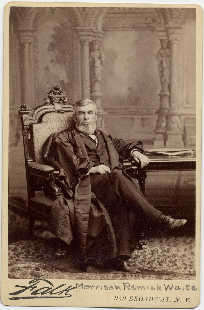 Remick Morrison Waite (1816-88), överdomare i USA; foto av Benjamin Falk, New York (albumfoto) av American Photographer