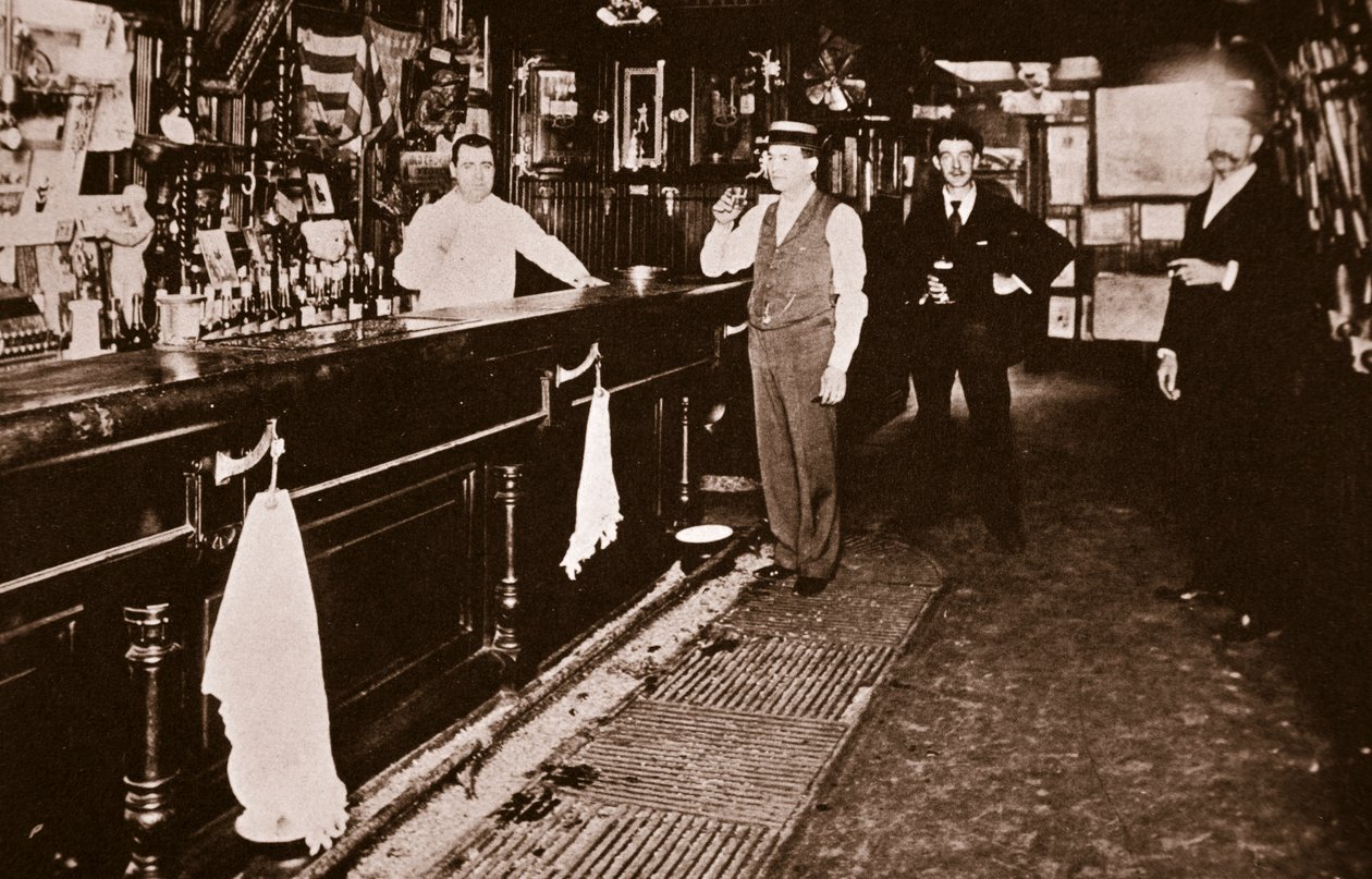 Steve Brodie i sin bar, New York City Tavern (sepiafoto) av American Photographer