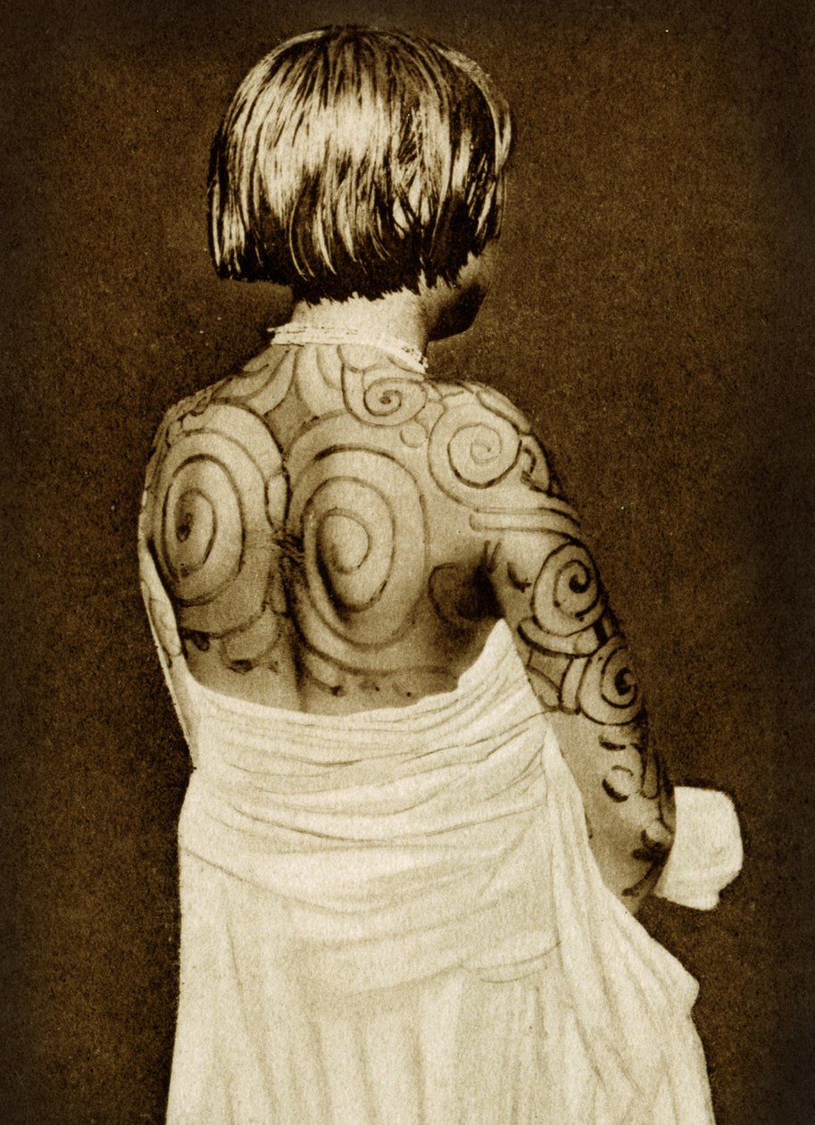 Tatuerad Chamacoco-kvinna ca 1890 (sepiafoto) av American Photographer