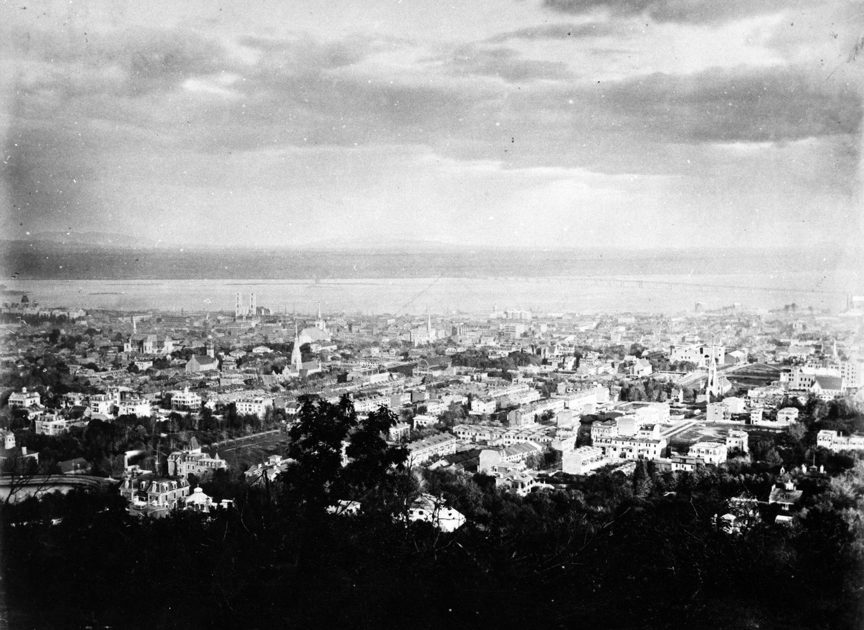 Utsikt över Montreal från Mount Royal Park, ca 1860-90 av American Photographer