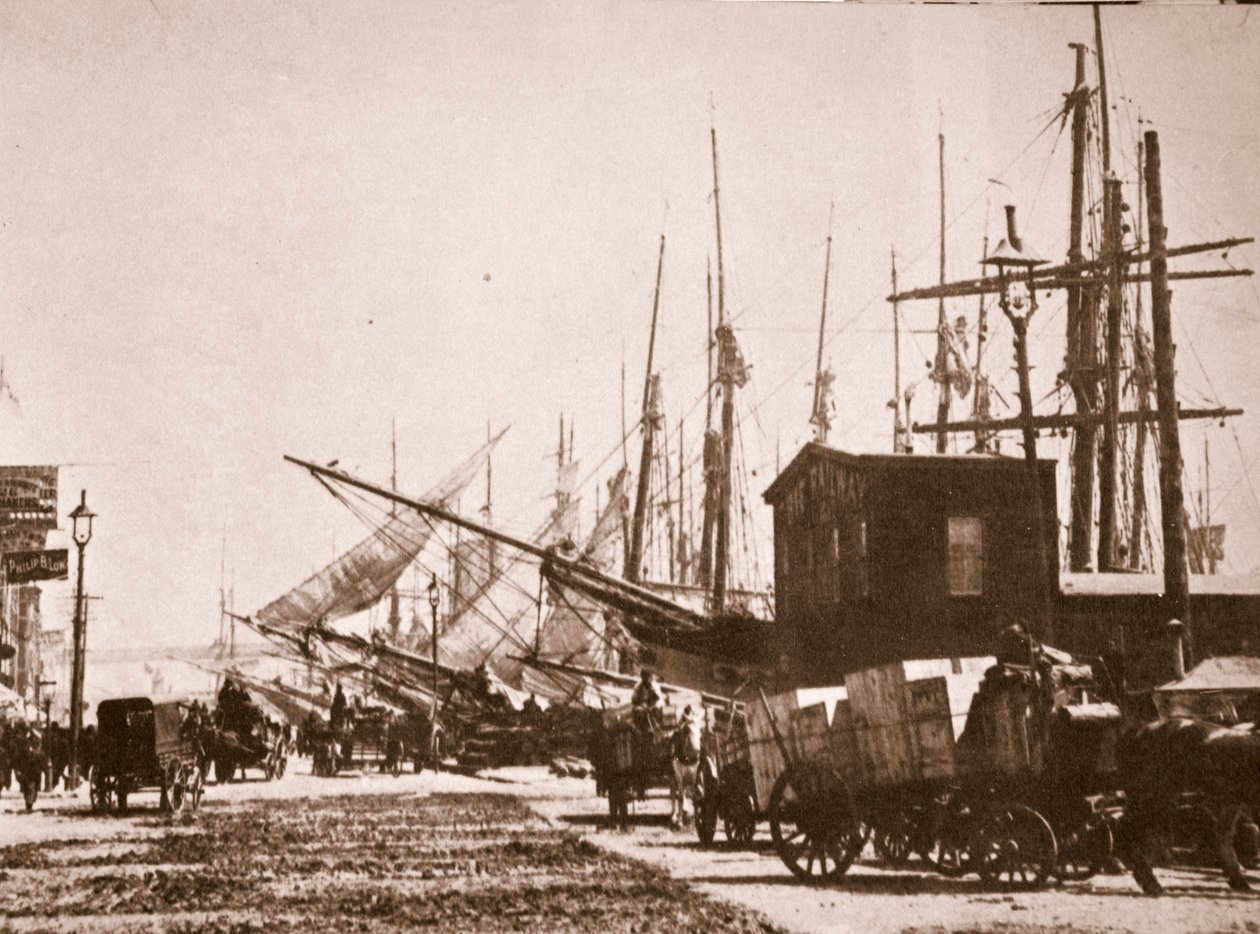 West St., New York, 1870-talet (sepiafoto) av American Photographer