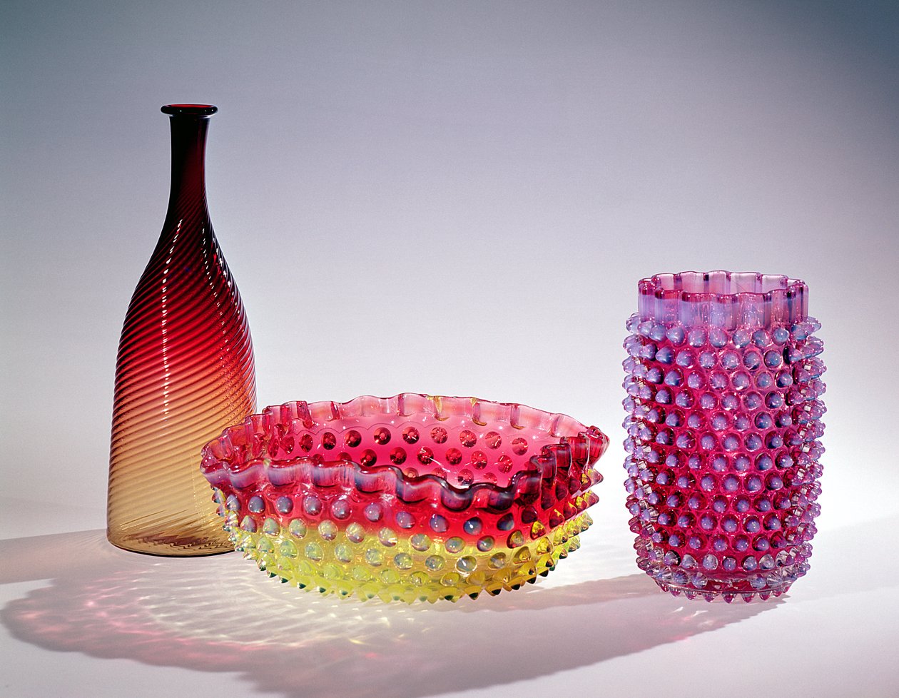 Amberina-flaska, New England Glass Company, 1885 av American School