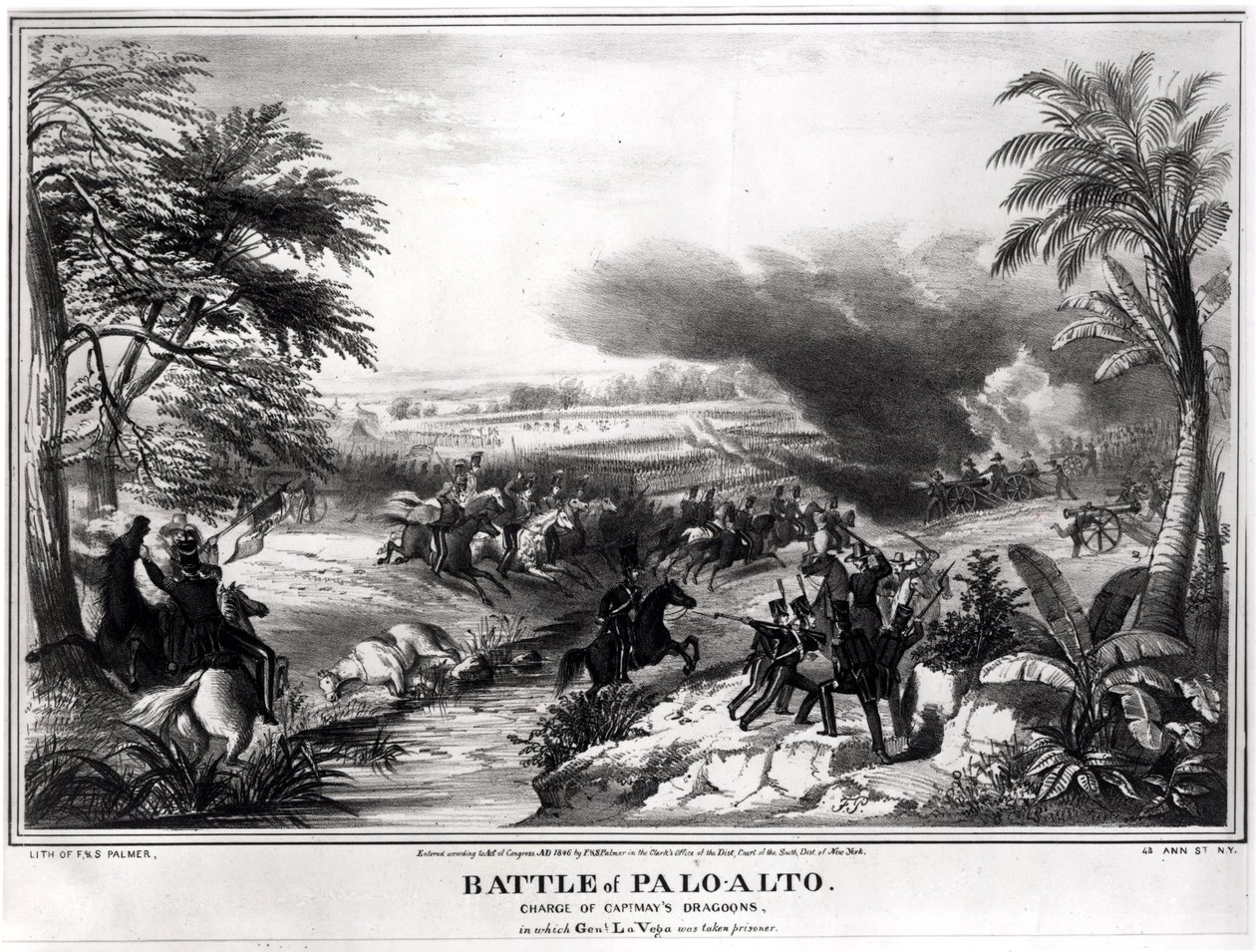Slaget vid Palo Alto. Anklagelse för kapten Mays dragoner där general La Vega togs till fånga, 8 maj 1846 av American School