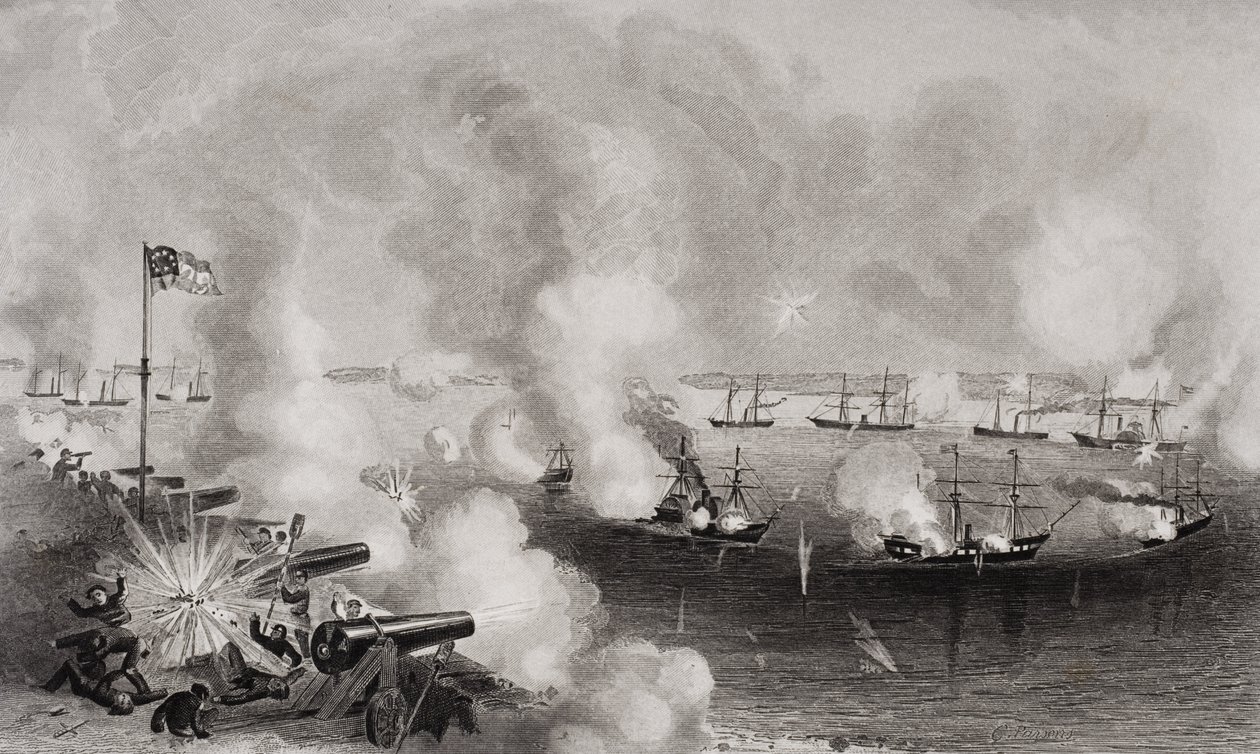 Bombardement och fångst av Forts Walker och Beauregard, Port Royal, South Carolina, den 7 november 1861 av American School