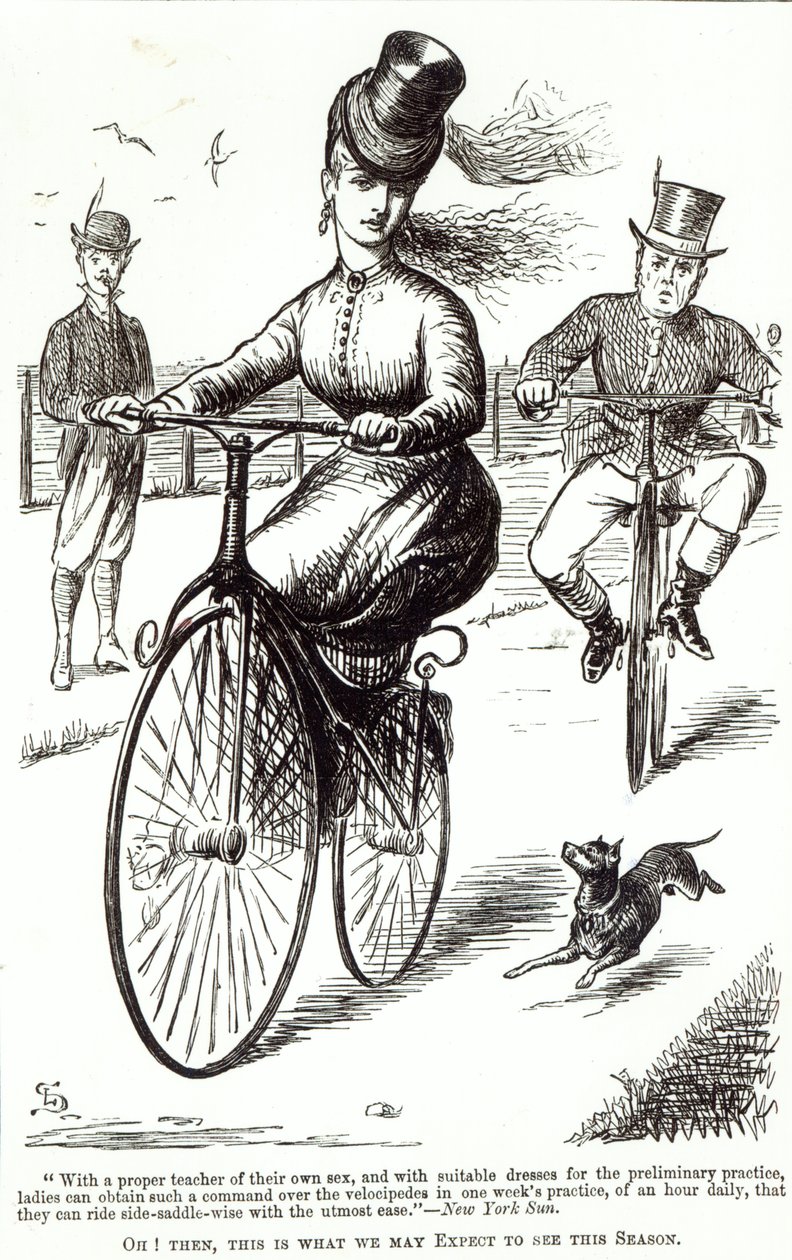 Tecknad film om en dam på en Velociped, 1869 av American School