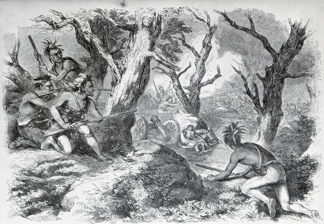 General Braddocks nederlag, i det franska och indiska kriget, i Virginia, 1755, från 