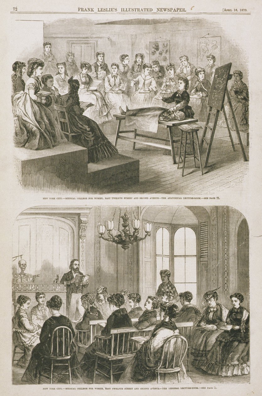 Kvinnliga läkarstudenter på en föreläsning, 1870 av American School