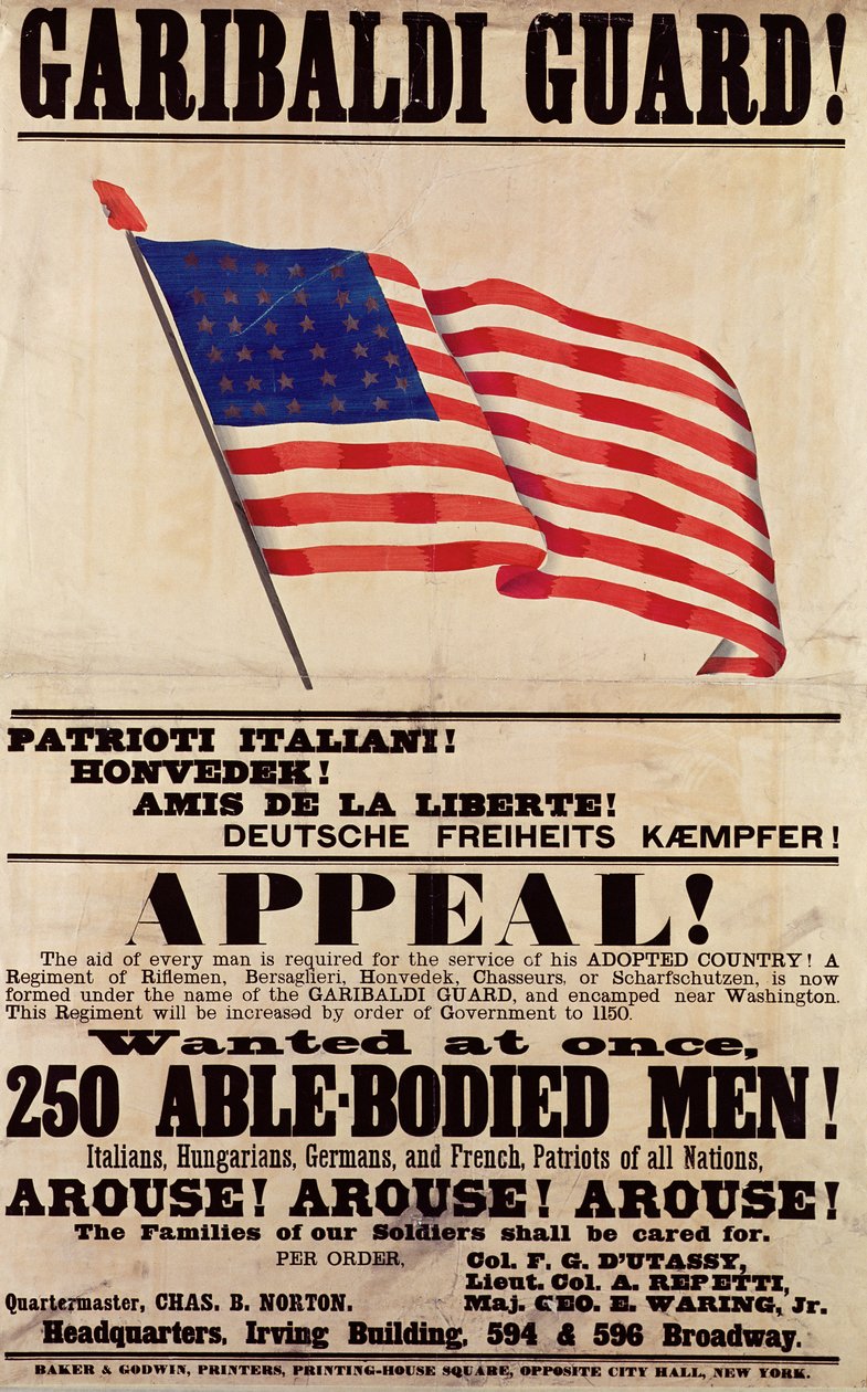 Garibaldi-vakten! Appeal!, publicerad av Baker Godwin av American School
