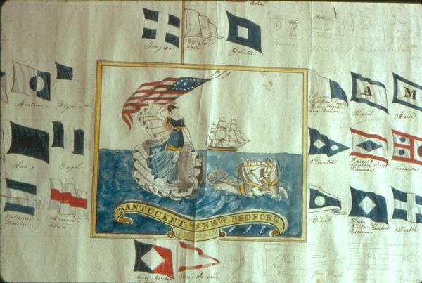 New Bedford och Nantucket Ship-signaler (wc på papper) av American School