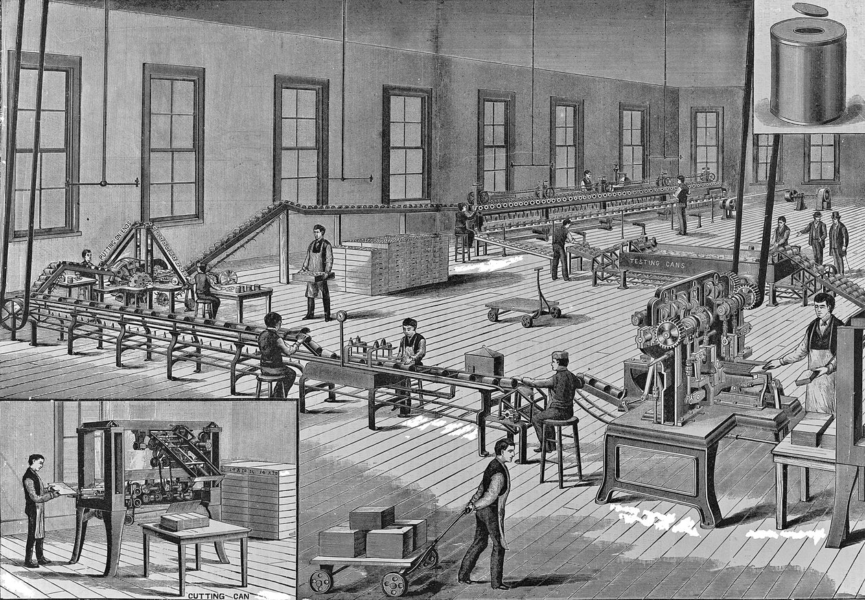 Nortons förbättrade automatiska maskineri för tillverkning av plåtburkar, ca 1901 av American School
