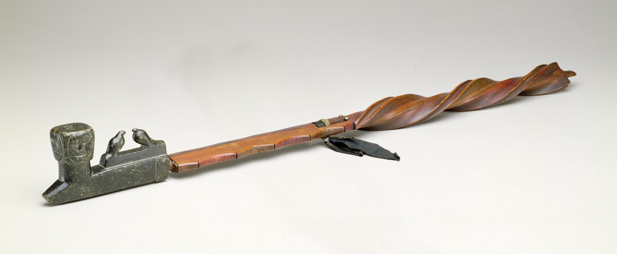 Pipe stem, Chippewa, c.1850 (wood & metal) av American School