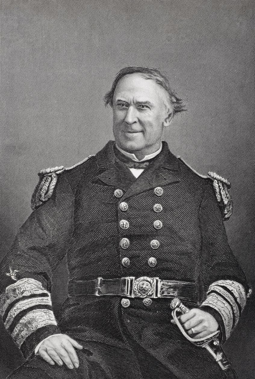Porträtt av amiral David Glascoe Farragut (1801-70) av American School
