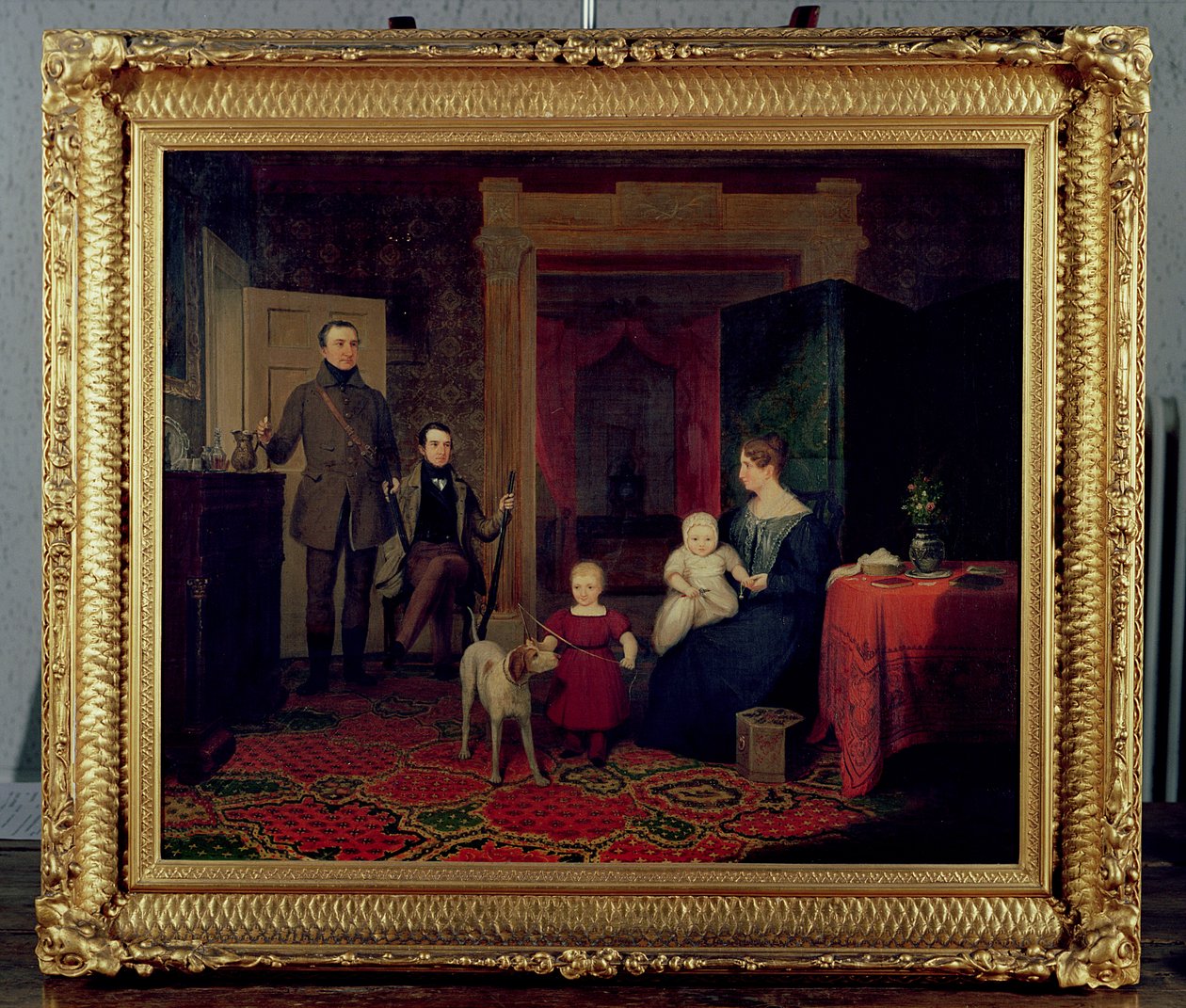Porträtt av familjen Van Cortland, ca 1830 (olja) av American School