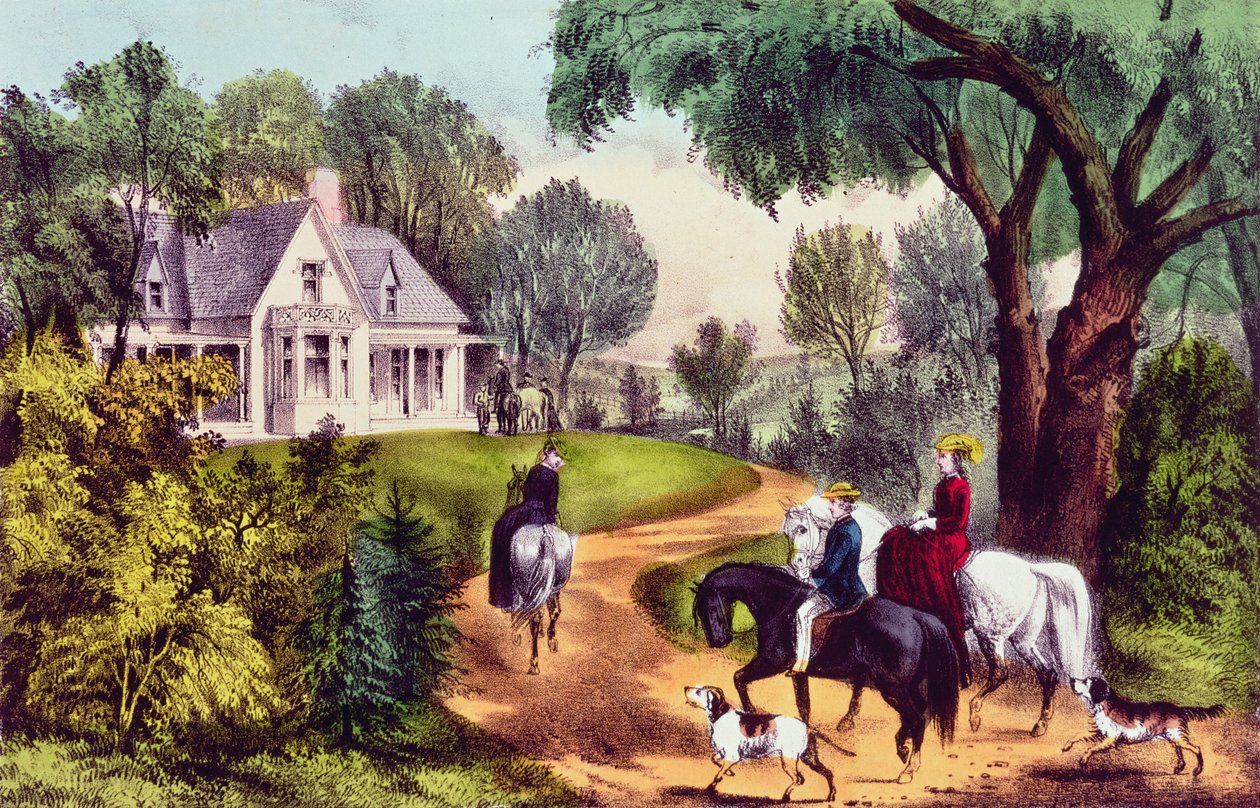 Summer in the Country, utgiven av Nathaniel Currier (1813-88) och James Merritt Ives (1824-95) av American School
